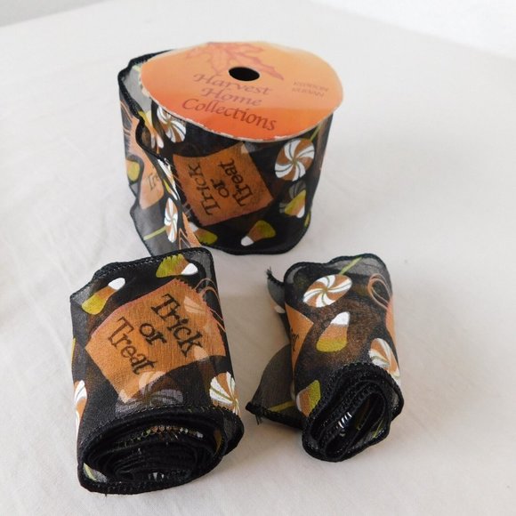 Lot Of 13+ Halloween Ribbon Various Lengths Widths Amounts Some Wired New Pieces - Picture 2 of 12